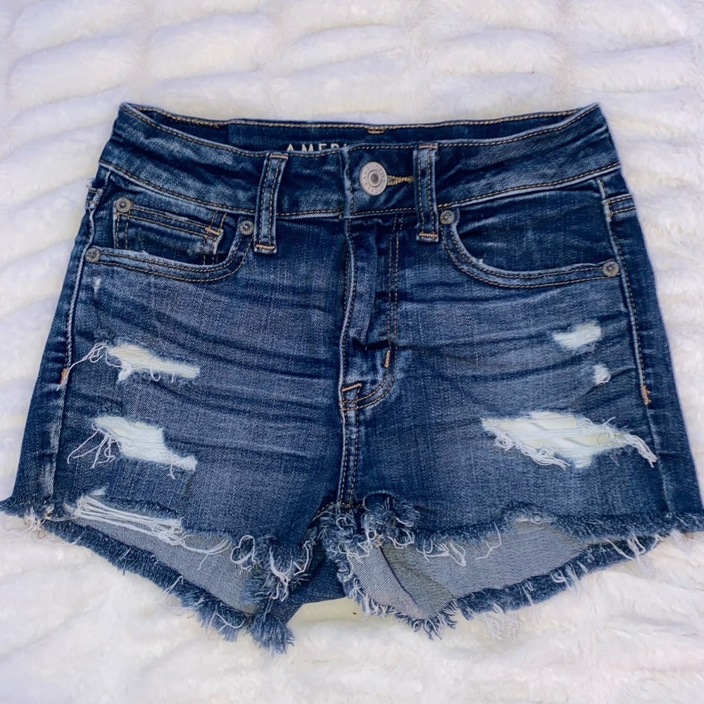AMERICAN EAGLE || Size 00 Jean shorts || Ripped & NEXT LEVEL STRETCH